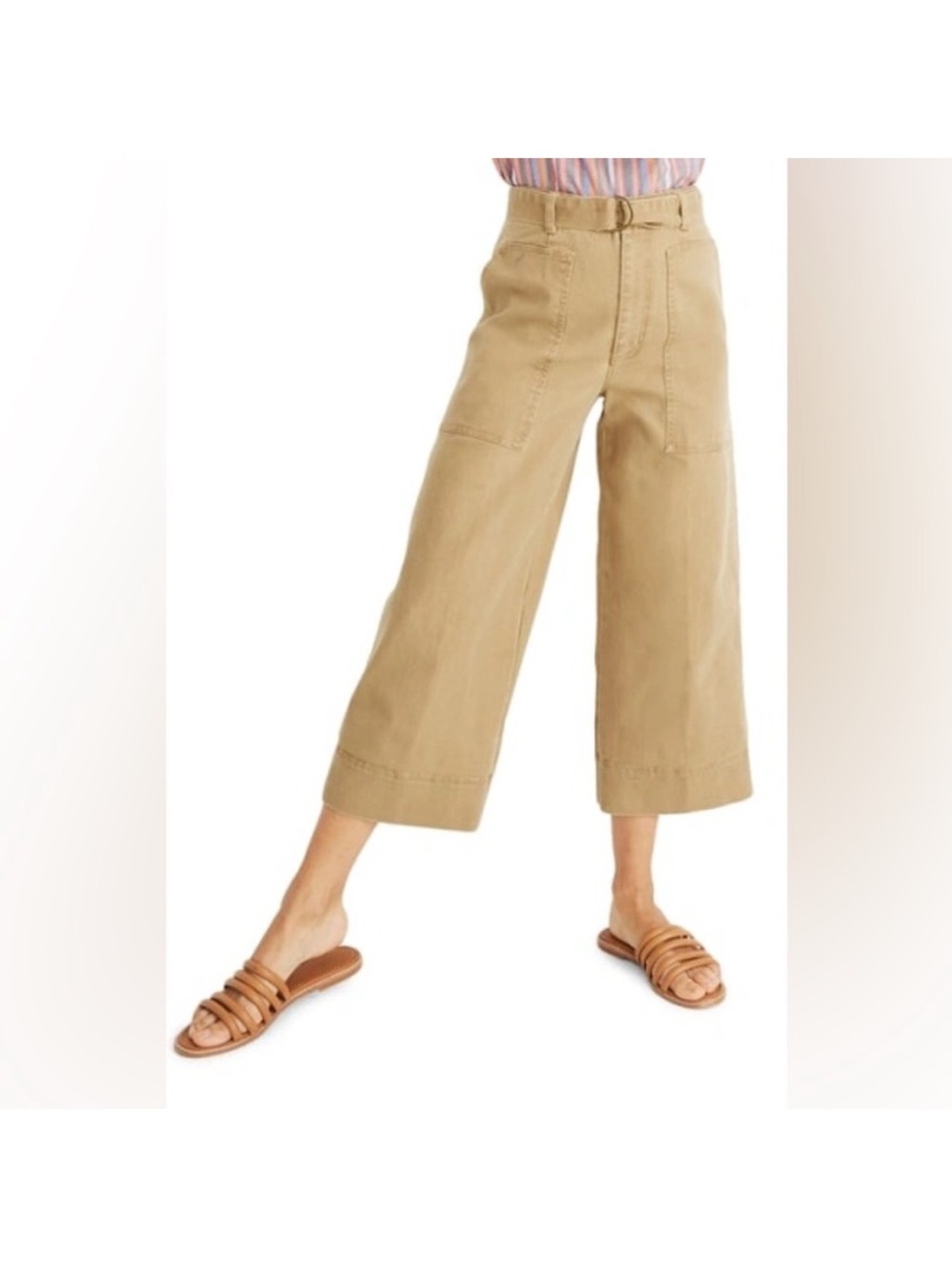Madewell Utility Crop Wide Leg Pants 
Classic Desert 30 High Rise Khaki Belted